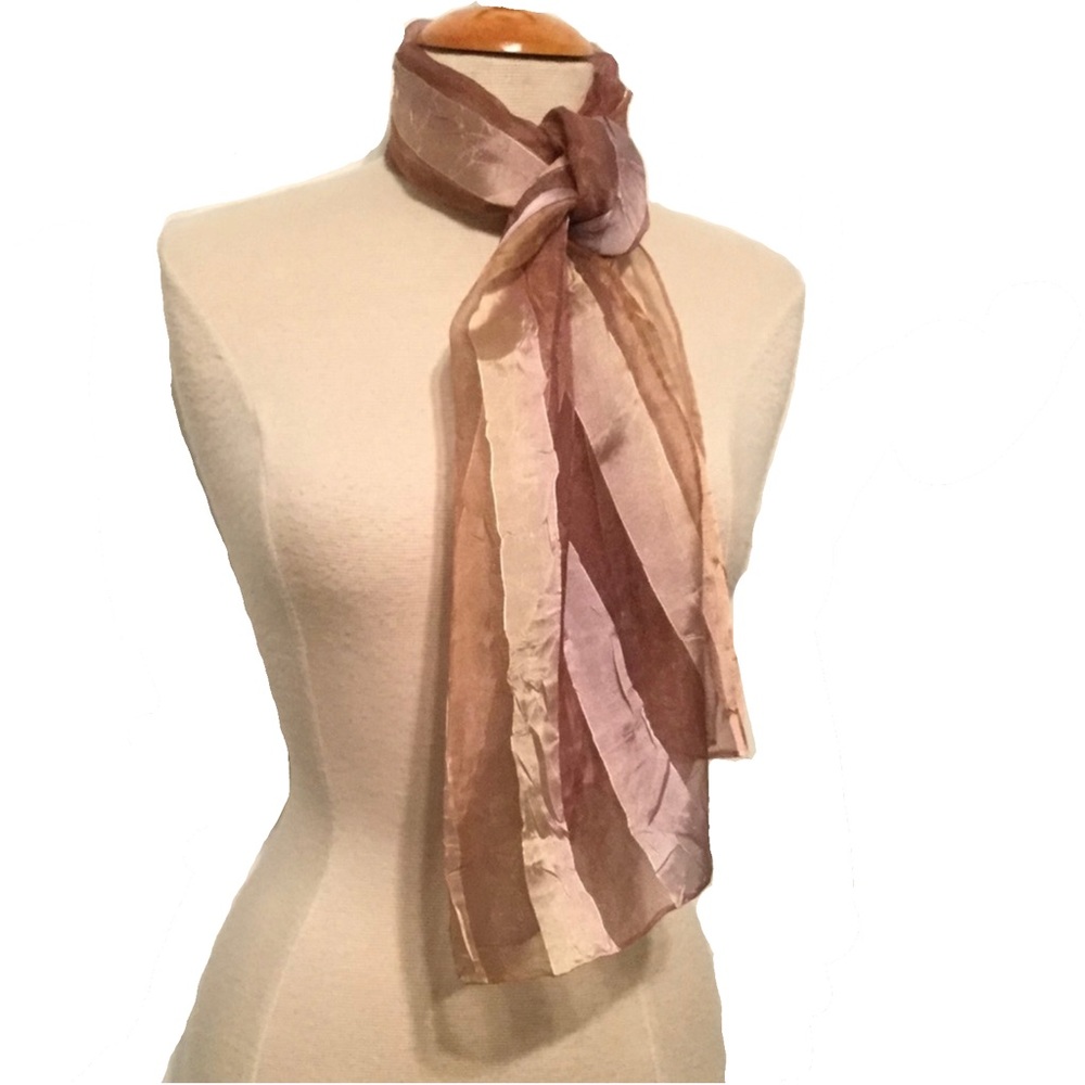 Ombré Stripe Scarf - Crisp Silk, Mauve/Pale Bronze